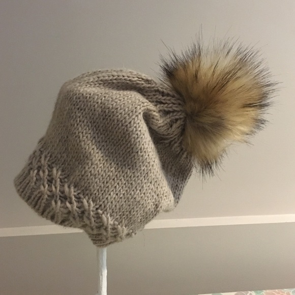 FRATELLI TALLI beige wool blend beanie with pom - Picture 2 of 6